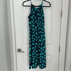 Jude Connally Jude Cloth Halter Midi Dress Size Medium Blue Green Polka Dot.  14